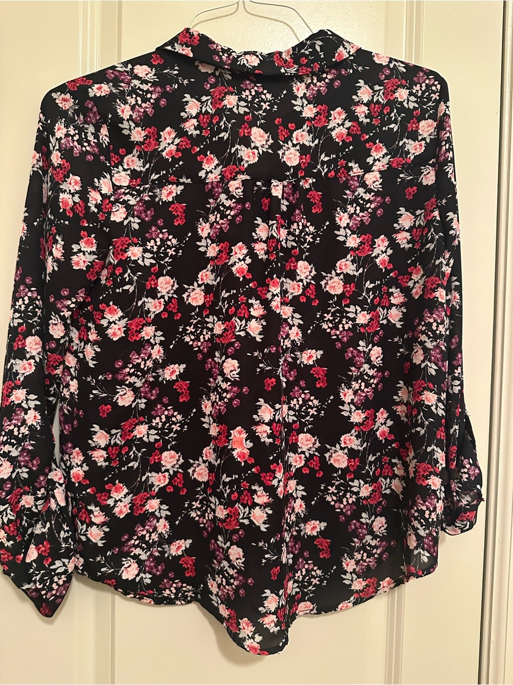Elle Black Blouse with Pink & White Floral Print
